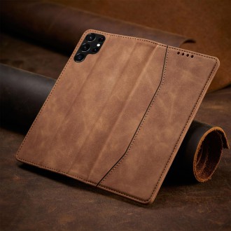 Magnet Fancy Case Case for Samsung Galaxy S22 Ultra Cover Card Wallet Card Stand Brown