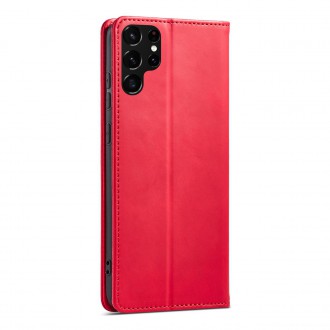 Magnet Fancy Case Case for Samsung Galaxy S22 Ultra Cover Card Wallet Card Stand Red