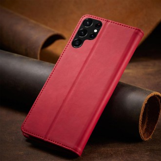 Magnet Fancy Case Case for Samsung Galaxy S22 Ultra Cover Card Wallet Card Stand Red