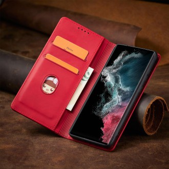 Magnet Fancy Case Case for Samsung Galaxy S22 Ultra Cover Card Wallet Card Stand Red
