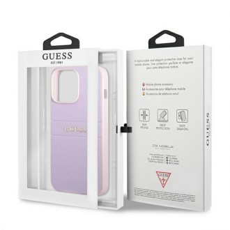 Guess GUHCP13LPSASBPU iPhone 13 Pro / 13 6,1&quot; fialová/fialová Saffiano Hot Stamp &amp; Metal Logo