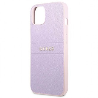 Guess GUHCP13MPSASBPU iPhone 13 6,1&quot; fialová/fialová Saffiano Hot Stamp &amp; Metal Logo