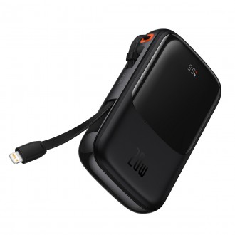 Powerbanka Baseus Qpow 10000mAh vestavěný Lightning kabel 20W Quick Charge SCP AFC FCP černá (PPQD020001)