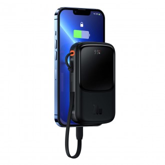 Powerbanka Baseus Qpow 10000mAh vestavěný Lightning kabel 20W Quick Charge SCP AFC FCP černá (PPQD020001)