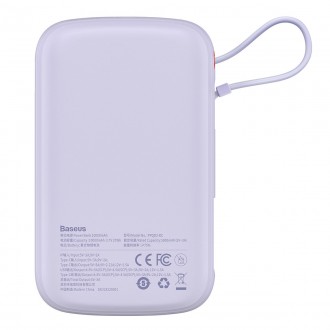 [RETURNED ITEM] Powerbanka Baseus Qpow 10000mAh vestavěný kabel USB Type-C 22,5W Quick Charge SCP AFC FCP fialová (PPQD020105)