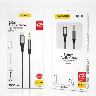 Dudao audio cable USB-C - mini jack 3.5mm 1m gray (L11PROT)