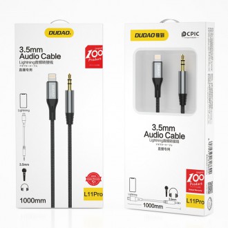 Dudao audio cable Lightning - mini jack 3.5mm 1m gray (L11PRO)