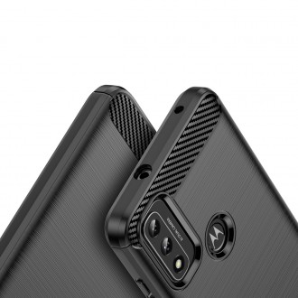 Carbon Case Flexible Cover Sleeve Motorola Moto G Play 2022 black