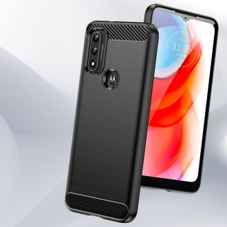 Carbon Case Flexible Cover Sleeve Motorola Moto G Play 2022 black