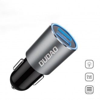 Dudao car charger 2x USB 3.4A gray (R5s gray)