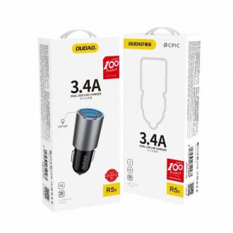 Dudao car charger 2x USB 3.4A gray (R5s gray)