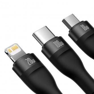 Kabel Baseus Flash Series II USB Typ C - USB Typ C / Lightning / micro USB 100 W 1,5 m černý (CASS030201)