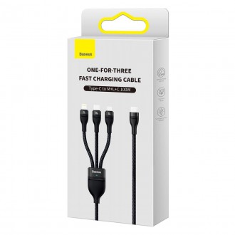 Kabel Baseus Flash Series II USB Typ C - USB Typ C / Lightning / micro USB 100 W 1,5 m černý (CASS030201)