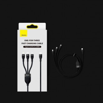 Kabel Baseus Flash Series II USB Typ C - USB Typ C / Lightning / micro USB 100 W 1,5 m černý (CASS030201)