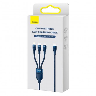 [RETURNED ITEM] Baseus Flash Series II USB Type C / USB Type A cable - USB Type C / Lightning / micro USB 100 W 1.5 m blue (CASS030203)