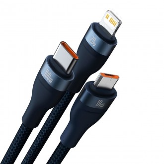 Kabel Baseus Flash Series II USB Typ C / USB Typ A - USB Typ C / Lightning / micro USB 100 W 1,2 m modrý (CASS030103)