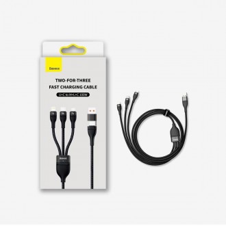 Kabel Baseus Flash Series II USB Typ C / USB Typ A - USB Typ C / Lightning / micro USB 100 W 1,2 m modrý (CASS030103)