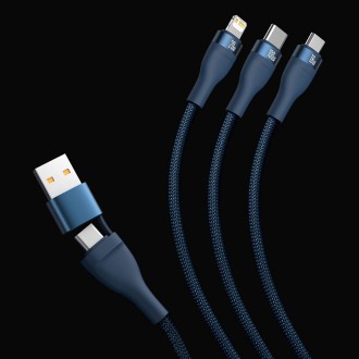 Kabel Baseus Flash Series II USB Typ C / USB Typ A - USB Typ C / Lightning / micro USB 100 W 1,2 m modrý (CASS030103)