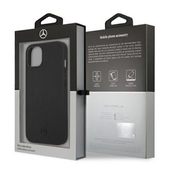 Mercedes MEHCP13MMBLBK iPhone 13 6,1" czarny/black hardcase Leather Meshed Metal Logo