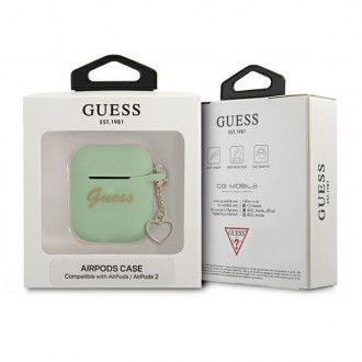 Guess GUA2LSCHSN kryt AirPods zelený/zelený Silicone Charm Heart Collection