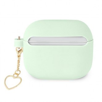 Guess GUA3LSCHSN kryt AirPods 3 zelený/zelený Silicone Charm Heart Collection