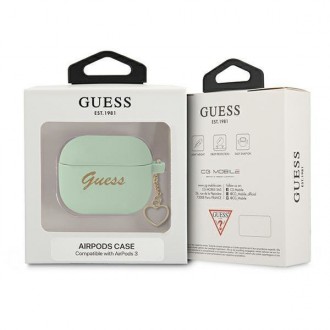 Guess GUA3LSCHSN kryt AirPods 3 zelený/zelený Silicone Charm Heart Collection
