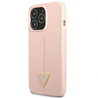 Guess GUHCP13LSLTGP iPhone 13 Pro / 13 6,1&quot; růžový/růžový pevný obal silikonový trojúhelník