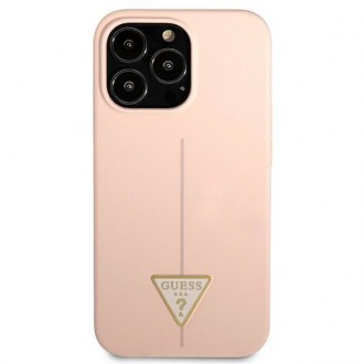 Guess GUHCP13LSLTGP iPhone 13 Pro / 13 6,1&quot; růžový/růžový pevný obal silikonový trojúhelník