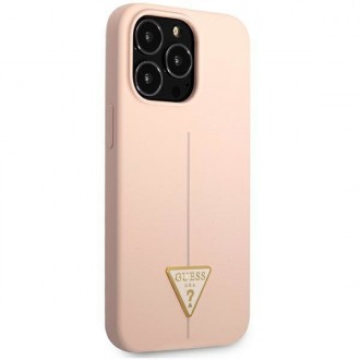 Guess GUHCP13LSLTGP iPhone 13 Pro / 13 6,1&quot; růžový/růžový pevný obal silikonový trojúhelník