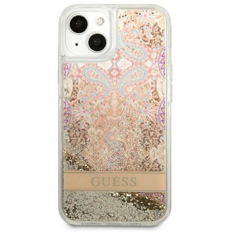 Guess GUHCP13SLFLSD iPhone 13 mini 5,4&quot; zlatý/zlatý pevný obal Paisley Liquid Glitter