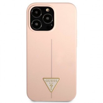 Guess GUHCP13XSLTGP iPhone 13 Pro Max 6,7&quot; růžový/růžový pevný obal silikonový trojúhelník