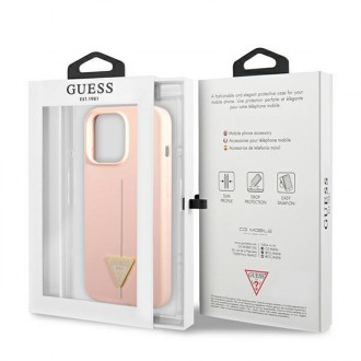 Guess GUHCP13XSLTGP iPhone 13 Pro Max 6,7&quot; růžový/růžový pevný obal silikonový trojúhelník