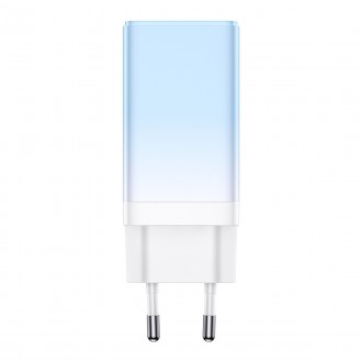 Baseus rychlonabíječka GaN 2 x USB Typ C / USB 65W QC PD modrá (CCGP050103) + rychlonabíjecí kabel USB Typ C 100W 1m modrý