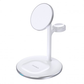 Choetech Induction Charger (MagSafe Compatible) Stand for iPhone, Apple Watch, AirPods white (T585-F)