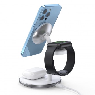 Choetech Induction Charger (MagSafe Compatible) Stand for iPhone, Apple Watch, AirPods white (T585-F)