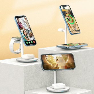 Choetech Induction Charger (MagSafe Compatible) Stand for iPhone, Apple Watch, AirPods white (T585-F)
