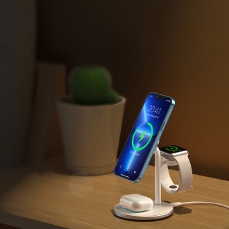 Choetech Induction Charger (MagSafe Compatible) Stand for iPhone, Apple Watch, AirPods white (T585-F)