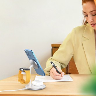 Choetech Induction Charger (MagSafe Compatible) Stand for iPhone, Apple Watch, AirPods white (T585-F)