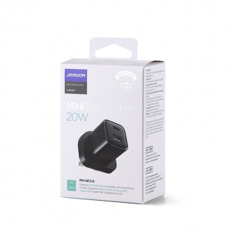 [RETURNED ITEM] Joyroom Fast UK Wall Charger USB Type C + USB 20W PD QC3.0 Black (L-QP207)