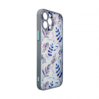 Design Case for iPhone 12 Pro Max flower case dark blue