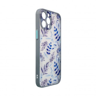 Design Case for iPhone 13 Pro, a flower case dark blue