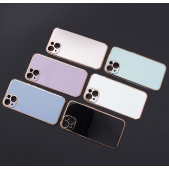Lighting Color Case for iPhone 12 Pro Max blue gel cover with gold frame