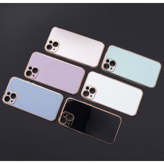 Lighting Color Case for iPhone 13 Pro blue gel cover with gold frame