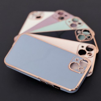 Lighting Color Case for iPhone 12 Pro Max white gel cover with gold frame