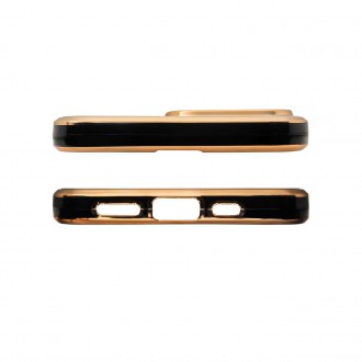 Lighting Color Case for iPhone 12 Pro Max black gel cover with gold frame