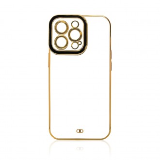 Fashion Case for iPhone 13 Gold Frame Gel Cover Black