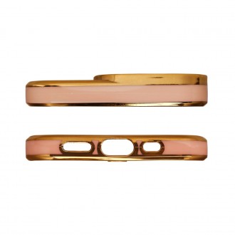 Fashion Case for iPhone 13 Pro Gold Frame Gel Cover Gold