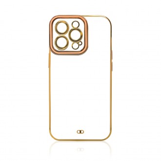 Fashion Case for iPhone 13 Pro Gold Frame Gel Cover Gold