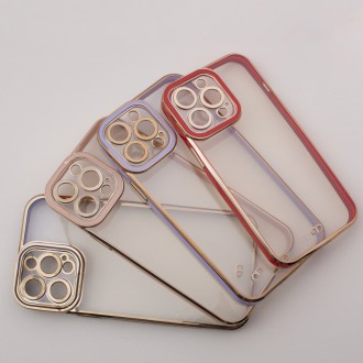 Fashion Case for iPhone 13 Pro Gold Frame Gel Cover Gold