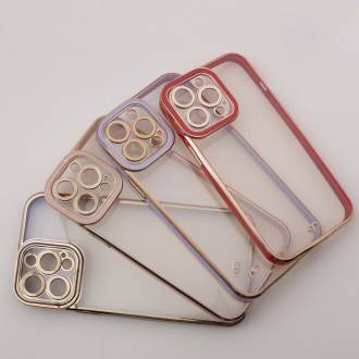 Fashion Case for iPhone 13 Gold Frame Gel Cover Red